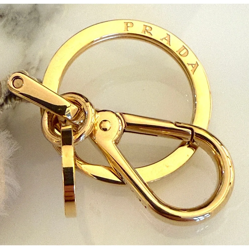 Prada Trick Orsetto Mary Rose Bear Keychain Charm Bianco Pink Floral 1TR046